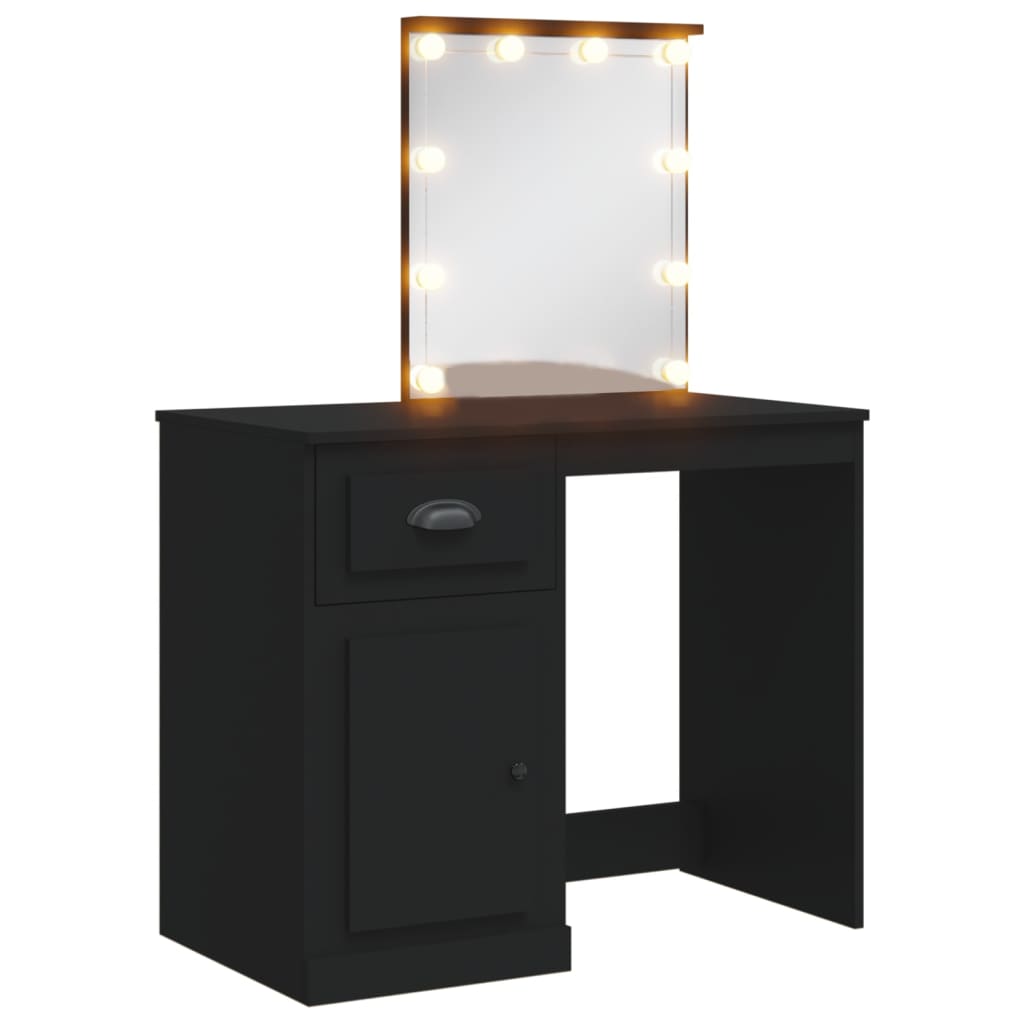 Vidaxl tocador con luces led negro 90x42x132,5 cm