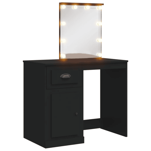 vidaXL Toucador com luzes LED 90x42x132,5 cm preto