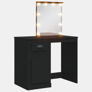 vidaXL Toucador com luzes LED 90x42x132,5 cm preto