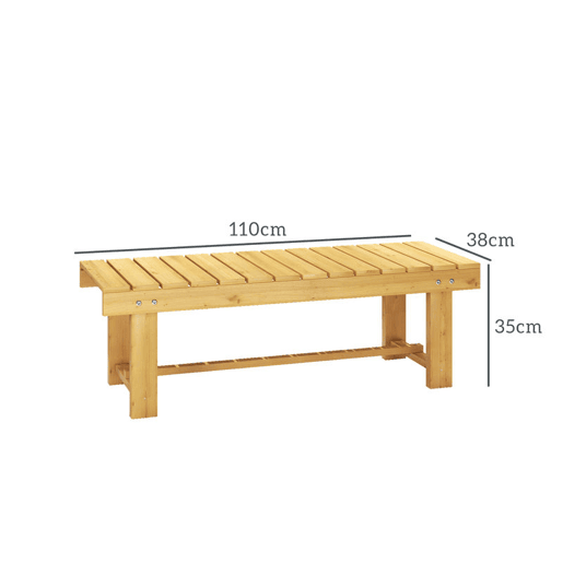 Outsunny Banco de Jardim de 2 Lugares Banco de Madeira Carga 250 kg Banco para Pátio Exterior 110x38x35 cm Madeira