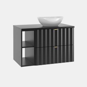 Lavatório simples 80cm 2 nichos Lexa Preto