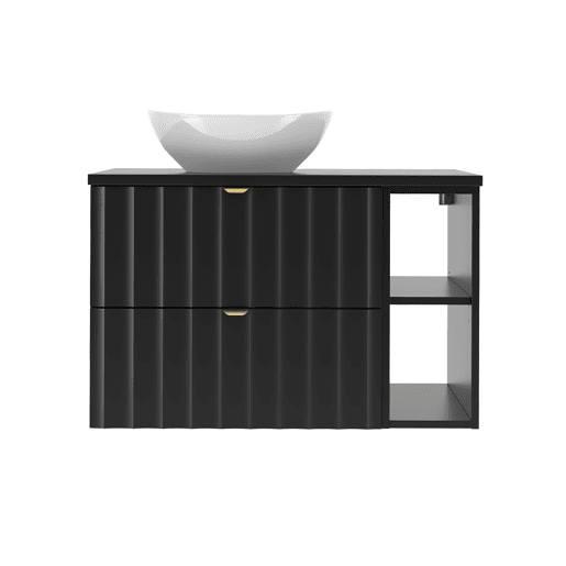 Lavatório simples 80cm 2 nichos Lexa Preto