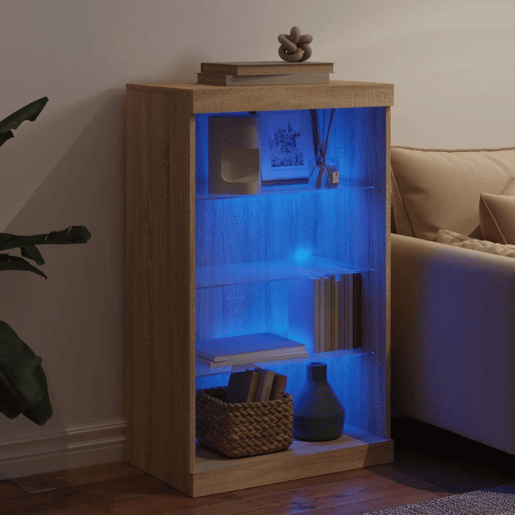 vidaXL Aparador com luzes LED 60,5x37x100 cm carvalho sonoma vidaXL Aparador com luzes LED 60,5x37x100 cm carvalho sonoma