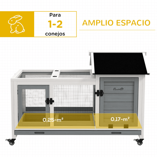 PawHut Coelheira de Madeira com Rodas 108x58x73,5cm Gaiola para 1-2 Coelhos com Teto Abatível Cerca Metálica Bandeja Amovível Portas com Trava e Rampa Marrom Cinza e Branco PawHut Coelheira de Madeira com Rodas 108x58x73,5cm Gaiola para 1-2 Coelhos com Teto Abatível Cerca Metálica Bandeja Amovível Portas com Trava e Rampa Marrom Cinza e Branco