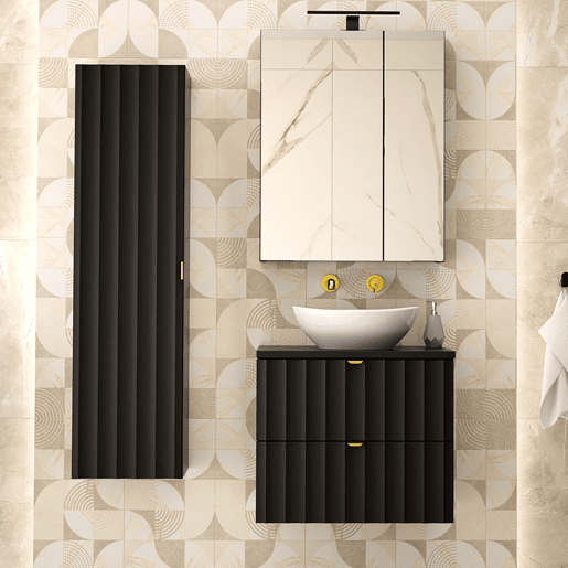 Móvel de toucador simples 60cm com coluna Lexa Preto