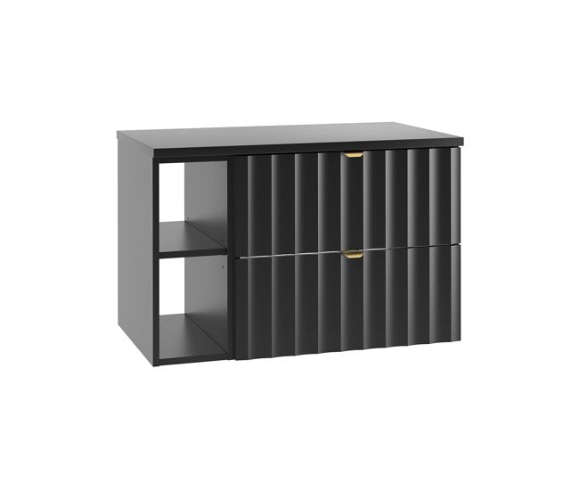 Mueble bajo lavabo 80cm 2 compartimientos encimera lexa negro
