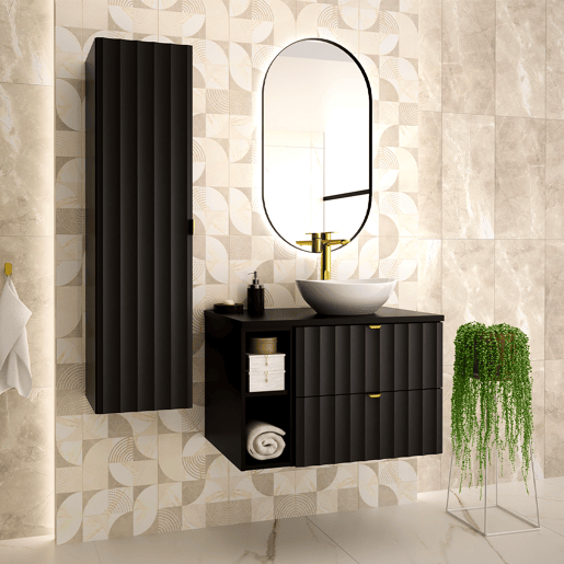 Móvel de toucador 80cm 2 nichos móvel Lexa Preto