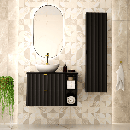 Móvel de toucador 80cm 2 nichos móvel Lexa Preto