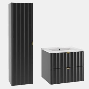 Móvel de toucador simples embutido 60cm com coluna Lexa Preto