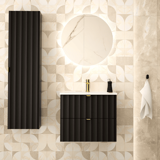 Móvel de toucador simples embutido 60cm com coluna Lexa Preto