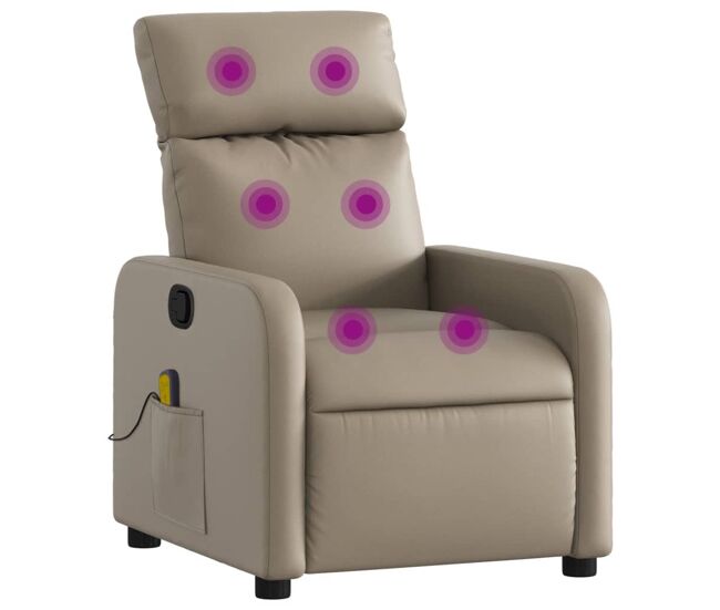 Vidaxl sillón de masaje reclinable cuero sintético color capuchino