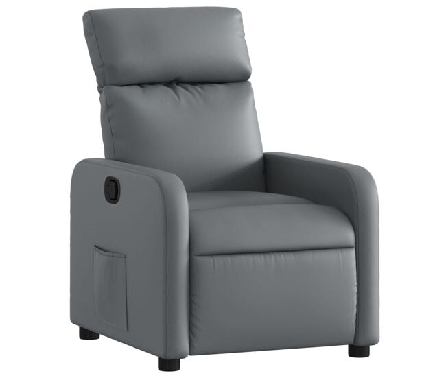Vidaxl sillón reclinable de cuero sintético gris
