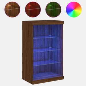 vidaXL Aparador com luzes LED 60,5x37x100 cm carvalho castanho
