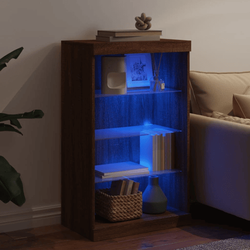 vidaXL Aparador com luzes LED 60,5x37x100 cm carvalho castanho