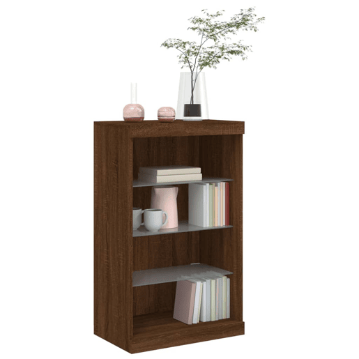 vidaXL Aparador com luzes LED 60,5x37x100 cm carvalho castanho