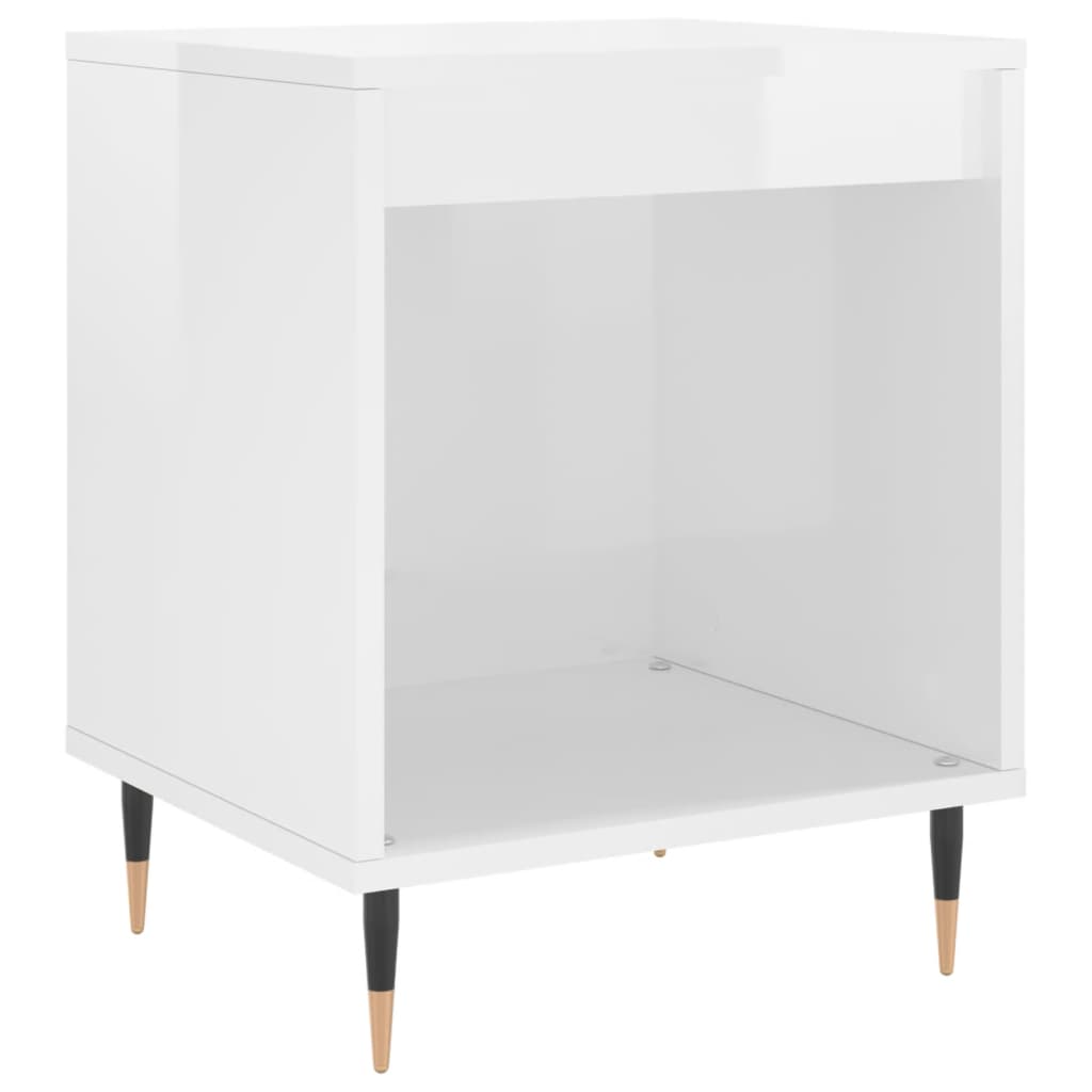 Vidaxl mesita de noche madera de ingeniería blanco brillo 40x35x50 cm