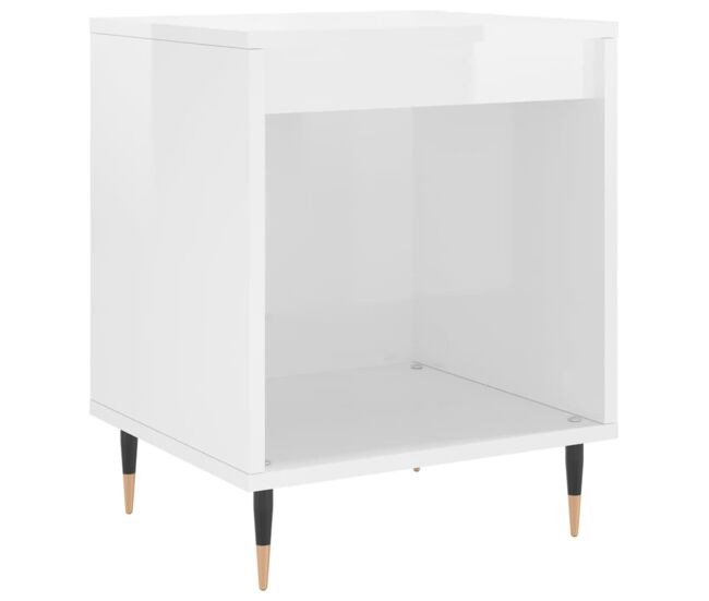 Vidaxl mesita de noche madera de ingeniería blanco brillo 40x35x50 cm