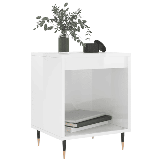 vidaXL Mesa de cabeceira 40x35x50cm derivados madeira branco brilhante vidaXL Mesa de cabeceira 40x35x50cm derivados madeira branco brilhante