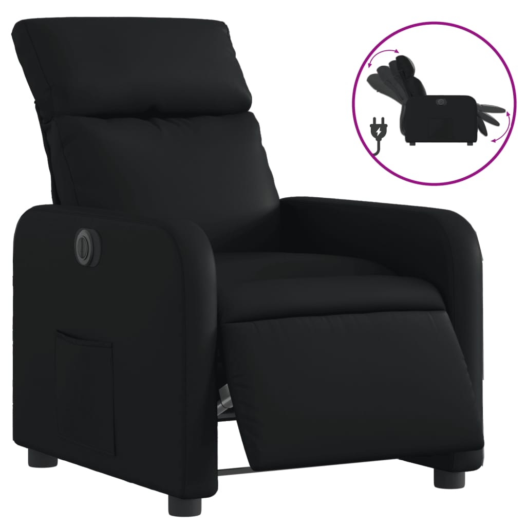 Vidaxl sillón reclinable eléctrico de cuero sintético negro