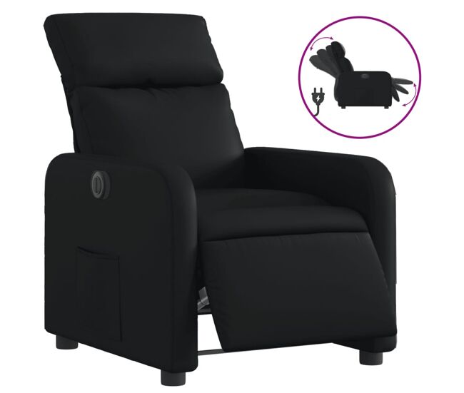 Vidaxl sillón reclinable eléctrico de cuero sintético negro