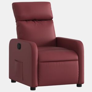 vidaXL Poltrona reclinável couro artificial vermelho tinto
