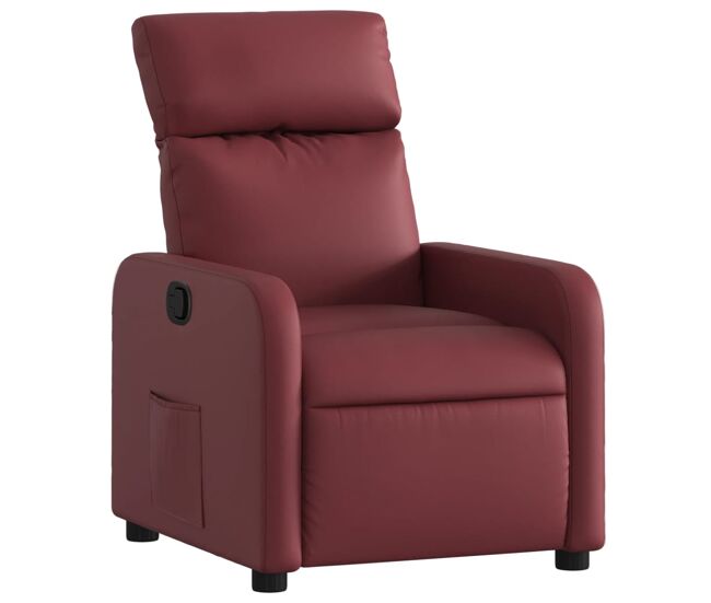 Vidaxl sillón reclinable de cuero sintético rojo tinto