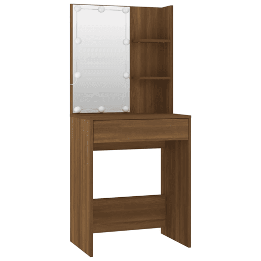 vidaXL Conjunto toucador com LEDs madeira processada sonoma castanho vidaXL Conjunto toucador com LEDs madeira processada sonoma castanho