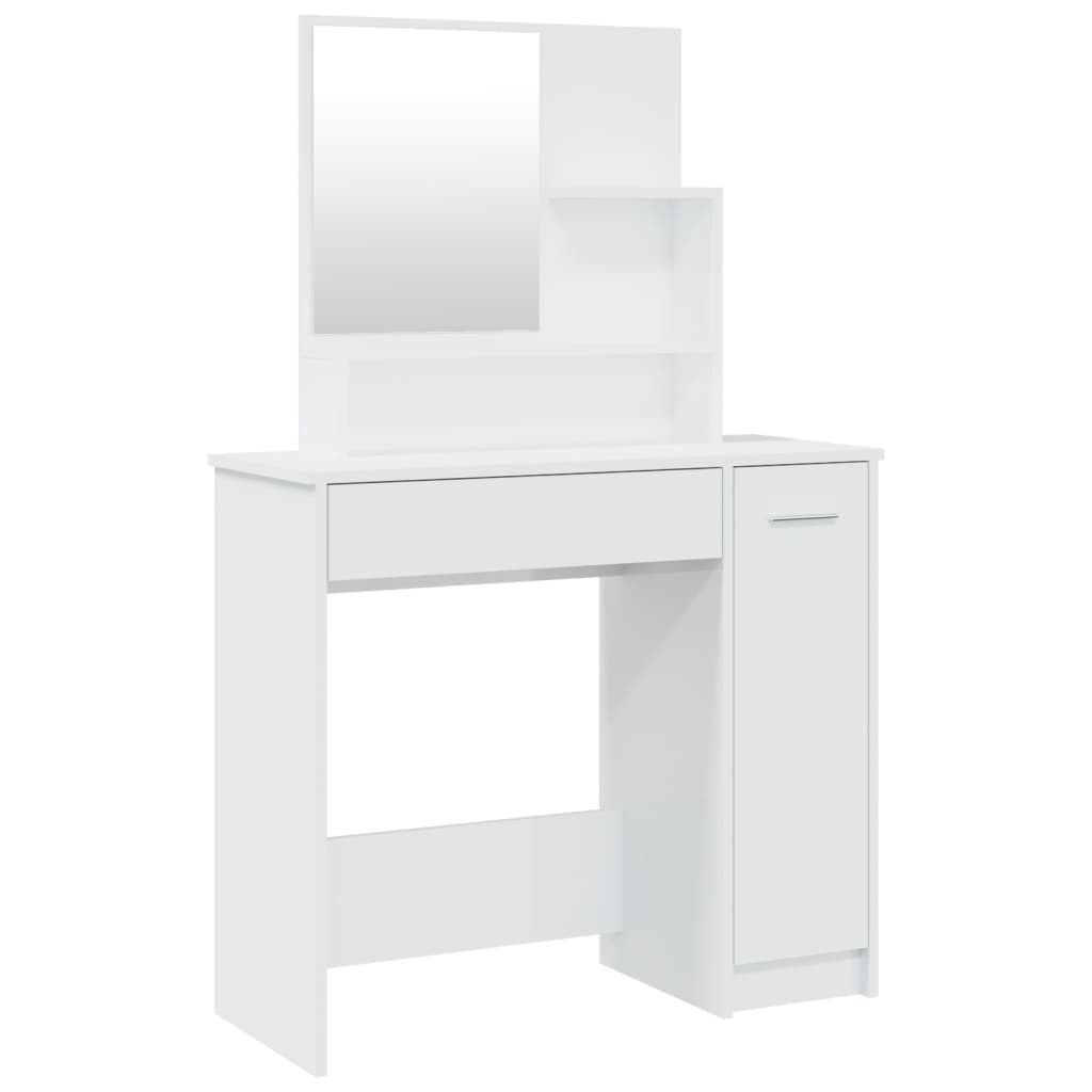 Vidaxl tocador con espejo blanco brillante 86,5x35x136 cm
