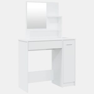 vidaXL Toucador com espelho 86,5x35x136 cm branco brilhante