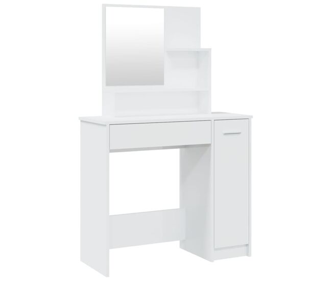 Vidaxl tocador con espejo blanco brillante 86,5x35x136 cm
