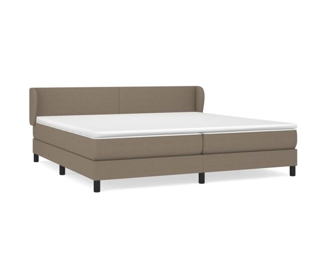 Cama box spring con colchón tela gris taupe 200x200 cm diseño plano
