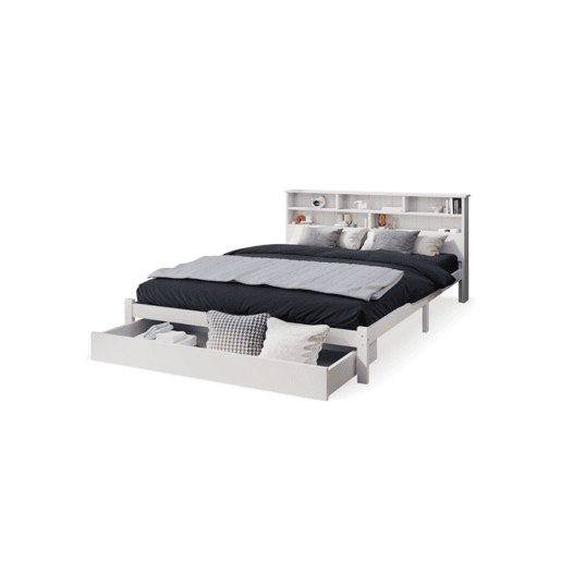 Cama juvenile,cama dupla de madeira maciça 140x200cm com 1 gaveta,branco