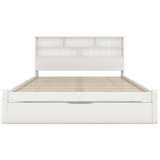 Cama juvenile,cama dupla de madeira maciça 140x200cm com 1 gaveta,branco