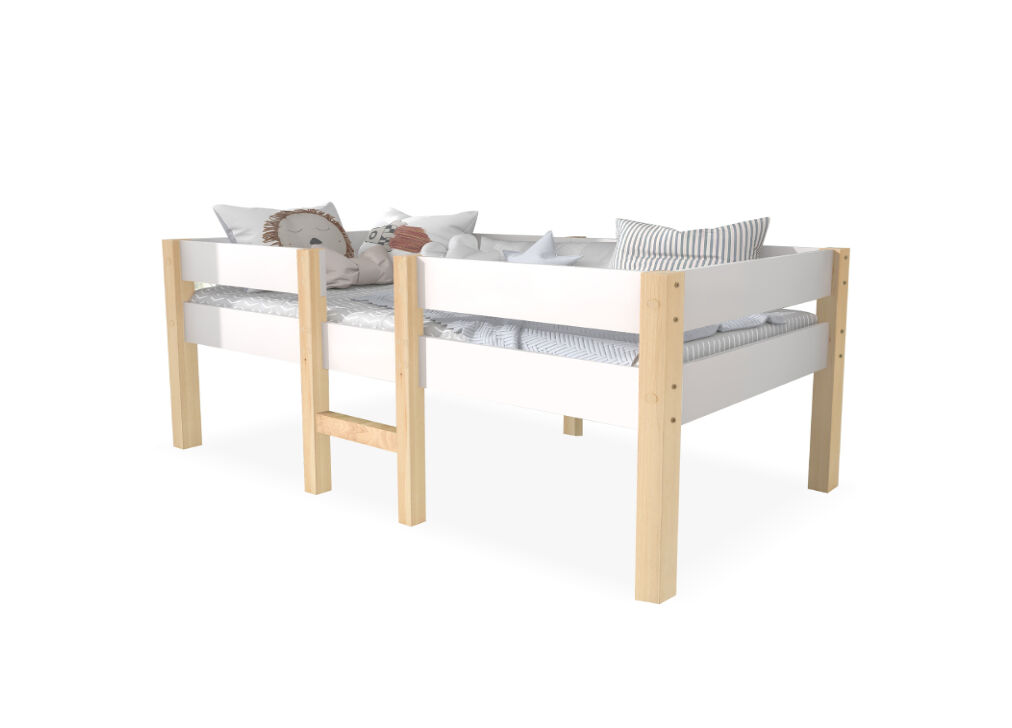 Cama alta infantil de madera de pino 198x97