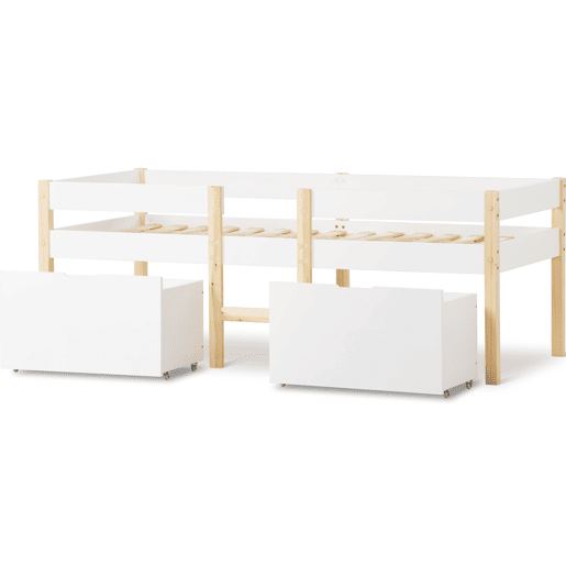Cama de criança,cama alta,cama de altura média de madeira de pinho 90x190cm com 2 gavetas,branco+madeira
