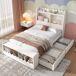 Cama juvenile de madera maciza con 2 cajónes 98x230 Cama juvenile de madera maciza con 2 cajónes 98x230 Blanco