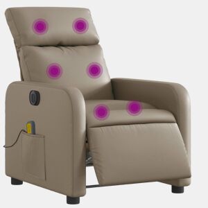 vidaXL Poltrona massagens reclinável elétrica couro artif. cappuccino
