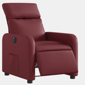 vidaXL Poltrona reclinável elétrica couro artificial vermelho tinto