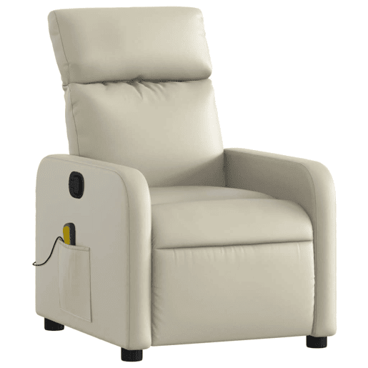vidaXL Poltrona de massagens reclinável couro artificial cor creme