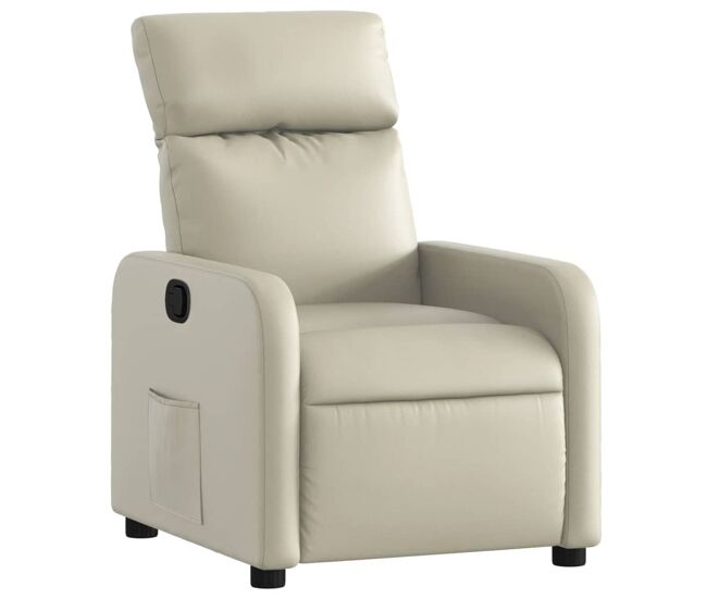 Vidaxl sillón reclinable de cuero sintético crema