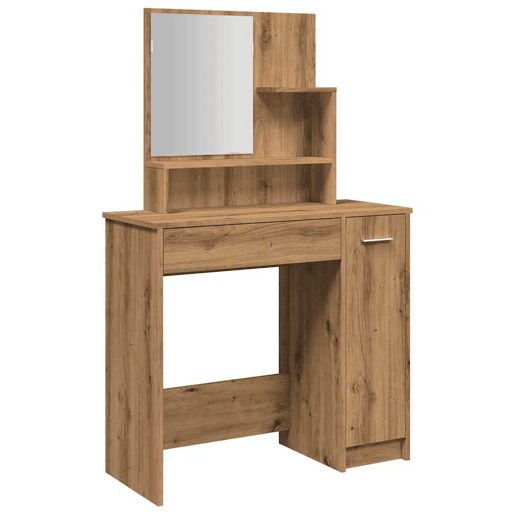 vidaXL Toucador com espelho 86,5x35x136 cm cor carvalho artisiano vidaXL Toucador com espelho 86,5x35x136 cm cor carvalho artisiano