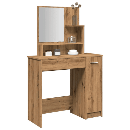 vidaXL Toucador com espelho 86,5x35x136 cm cor carvalho artisiano vidaXL Toucador com espelho 86,5x35x136 cm cor carvalho artisiano