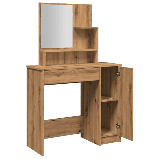 vidaXL Toucador com espelho 86,5x35x136 cm cor carvalho artisiano vidaXL Toucador com espelho 86,5x35x136 cm cor carvalho artisiano