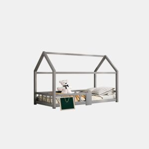 Cama de criança,cama-casa de madeira de pinho 90x200cm,cinzento