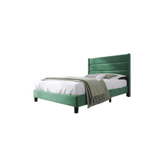 Cama de solteiro de veludo 90x200cm,verde