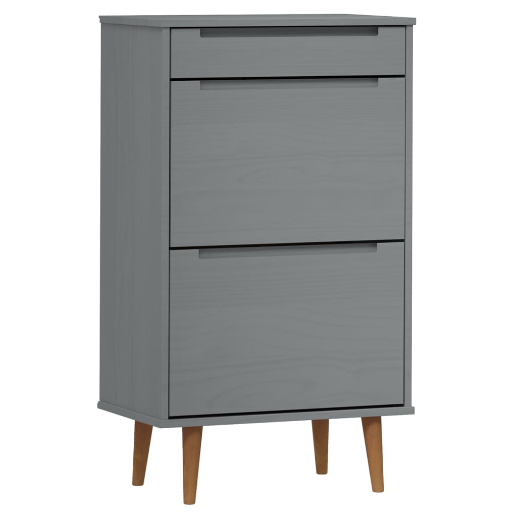 Vidaxl zapatero molde madera maciza de pino gris 59,5x35x103 cm