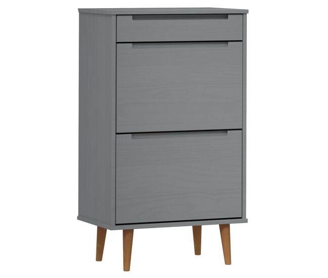 Vidaxl zapatero molde madera maciza de pino gris 59,5x35x103 cm
