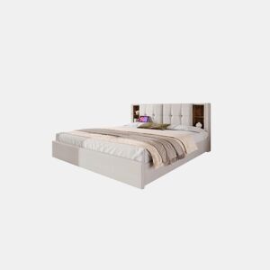 Cama de casal de veludo 160x200cm com 4 gavetas,bege