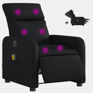 vidaXL Poltrona massagens reclinável elétrica couro artificial preto
