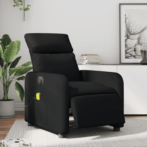 vidaXL Poltrona massagens reclinável elétrica couro artificial preto